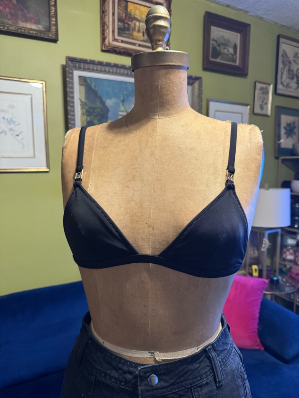 Black Triangle Bikini swim top